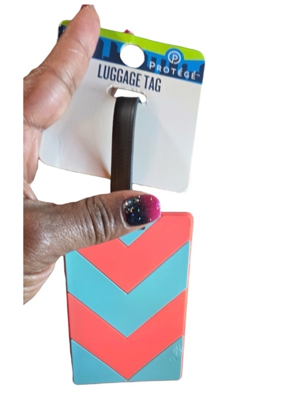 Chevron Pink & Blue Luggage Tag NWT